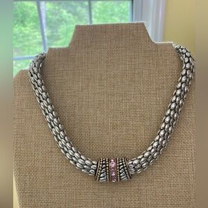 Two Tone‎ Magnetic Necklace with Pink Crystals